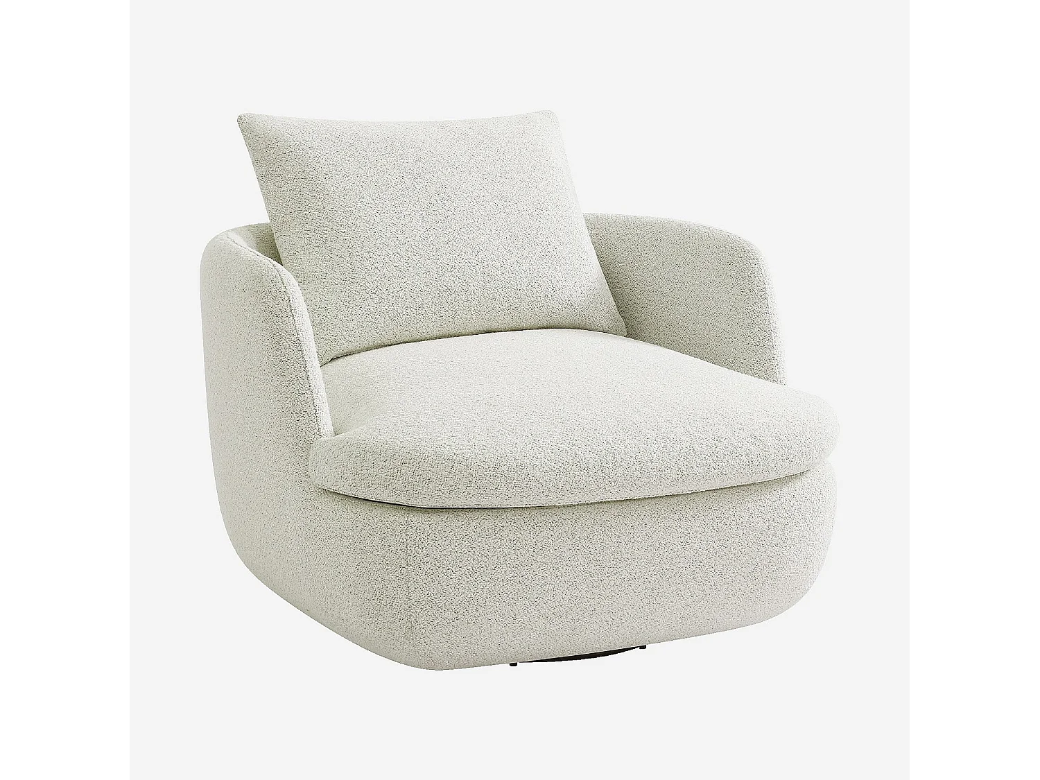 Habitat - Fauteuil pivotant en tissu bouclette garni de plumes - Ivoire - Monza