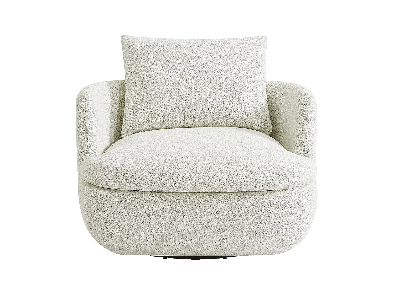 Habitat - Fauteuil pivotant en tissu bouclette garni de plumes - Ivoire - Monza