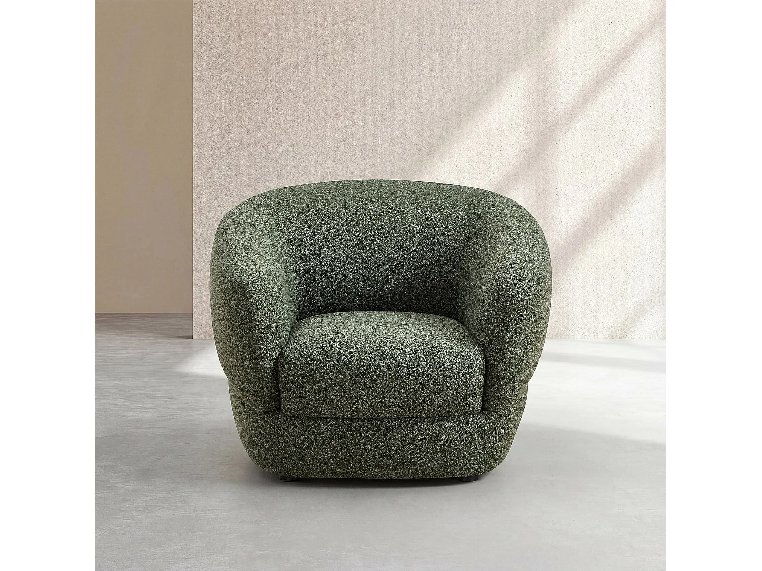 Habitat - Fauteuil en tissu bouclette courte - Vert sapin - Teglio
