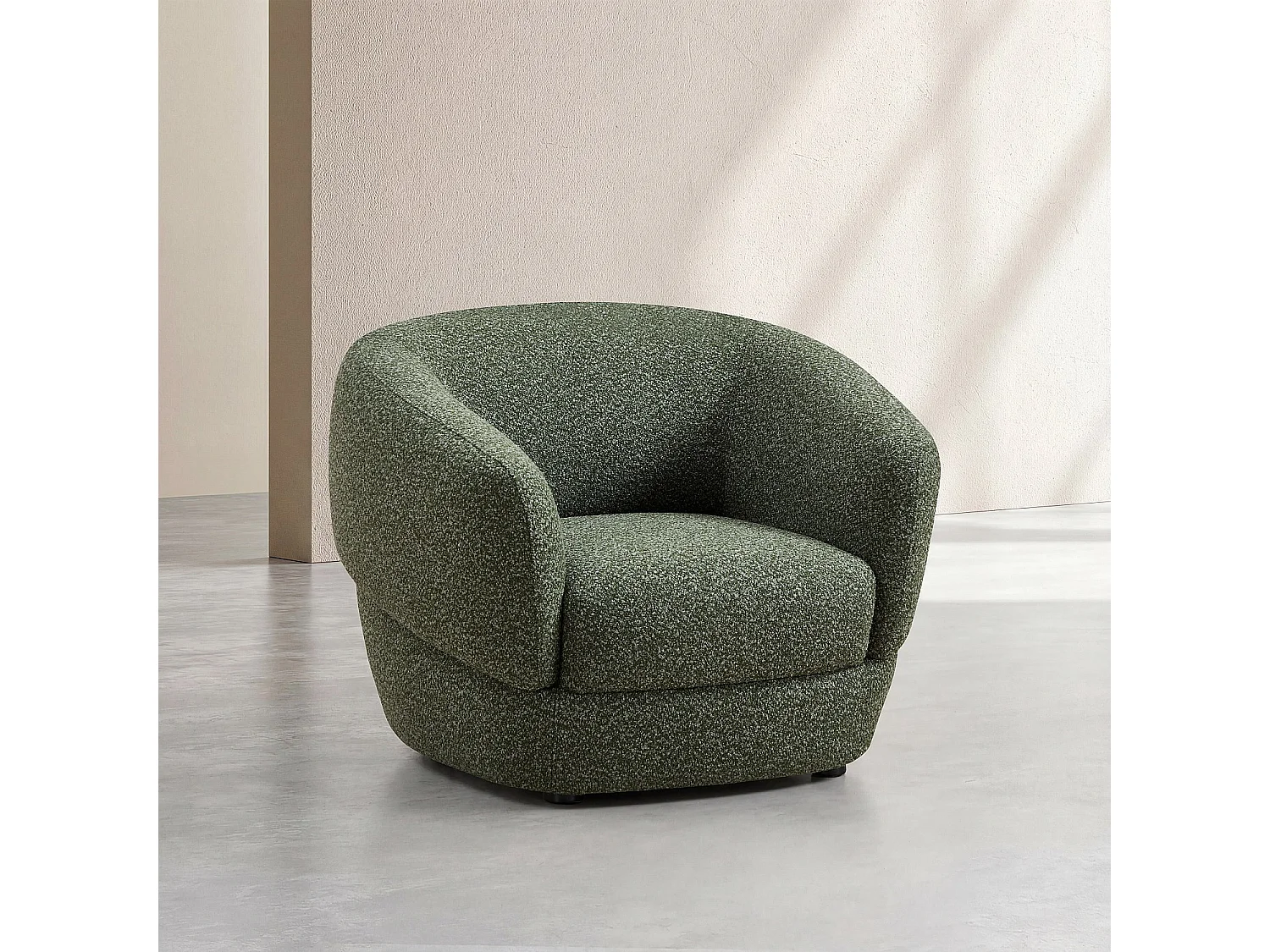 Habitat - Fauteuil en tissu bouclette courte - Vert sapin - Teglio