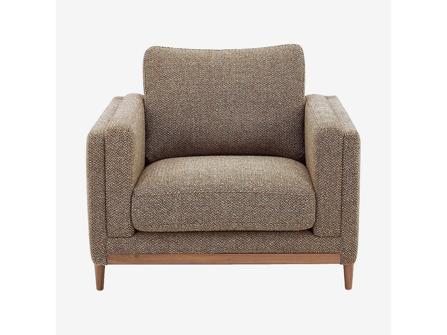 Habitat - Fauteuil en tissu texturé et bois - Marron noisette - Urbino