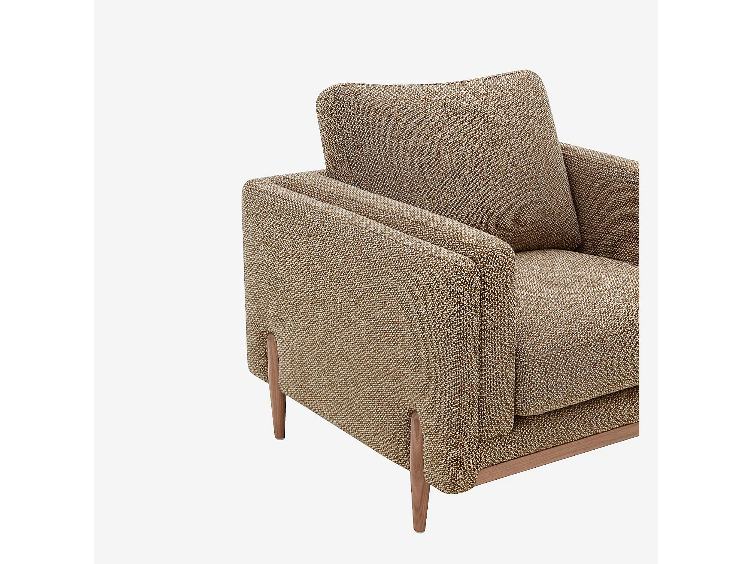 Habitat - Fauteuil en tissu texturé et bois - Marron noisette - Urbino