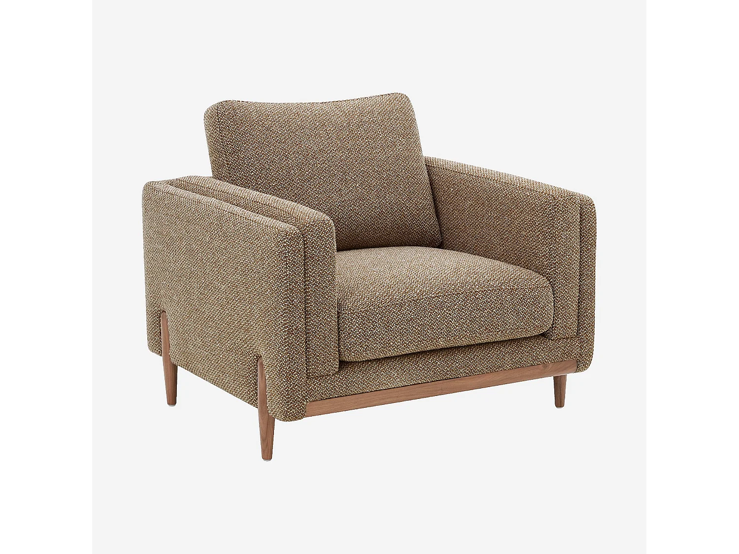 Habitat - Fauteuil en tissu texturé et bois - Marron noisette - Urbino