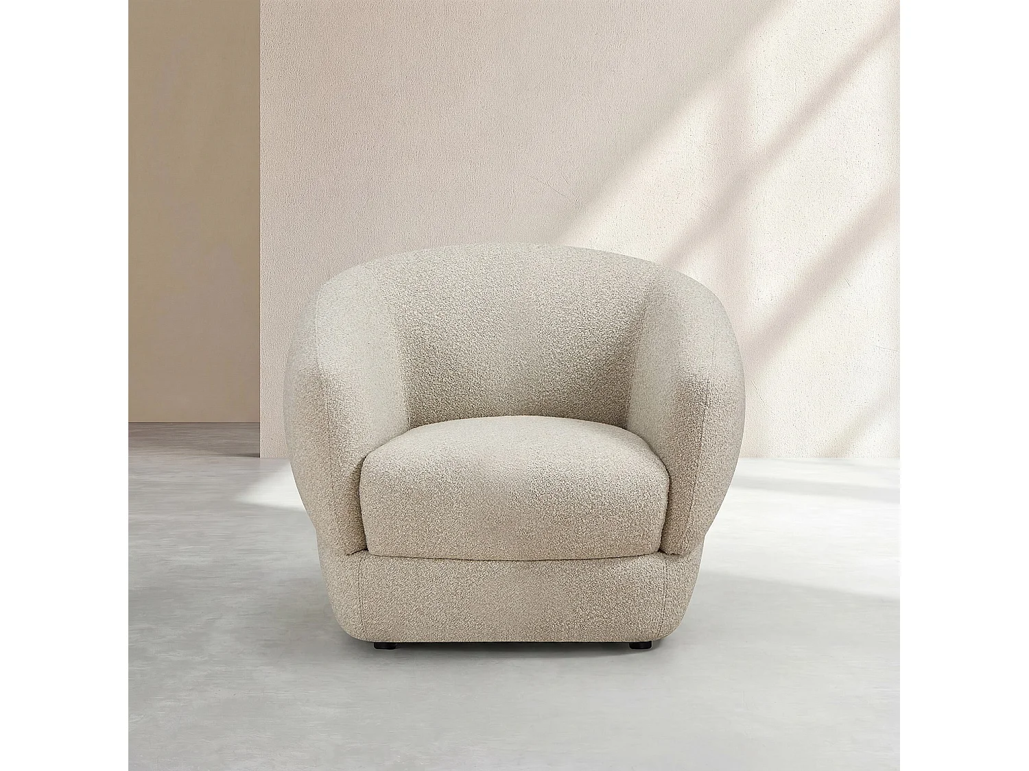 Fauteuil en tissu bouclette courte - Beige