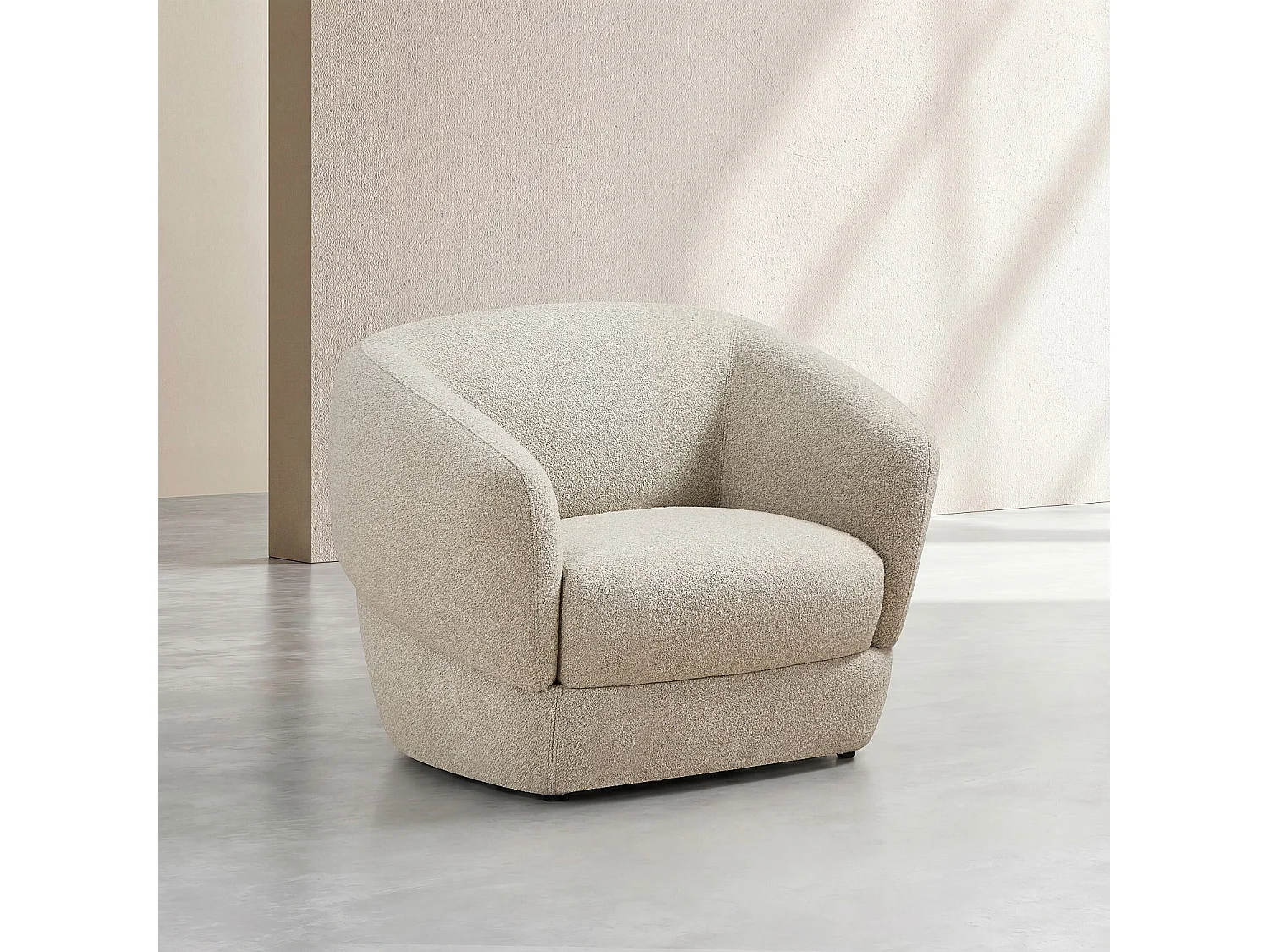 Fauteuil en tissu bouclette courte - Beige
