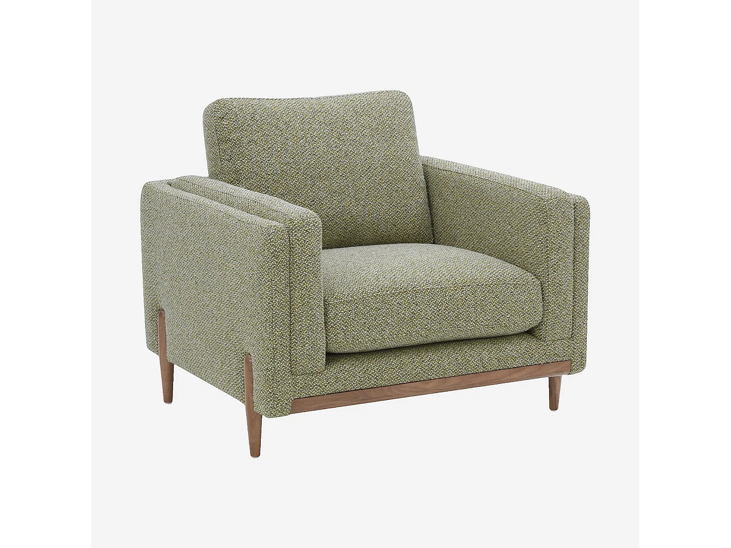 Habitat - Fauteuil en tissu texturé et bois - Vert lichen - Urbino