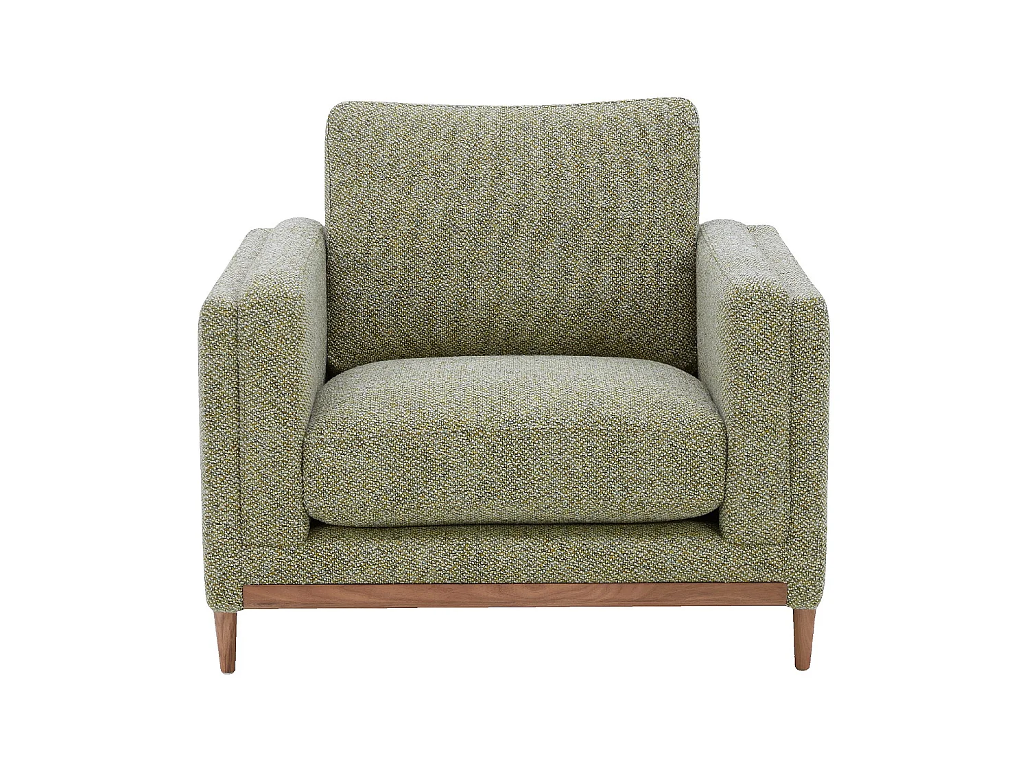 Habitat - Fauteuil en tissu texturé et bois - Vert lichen - Urbino