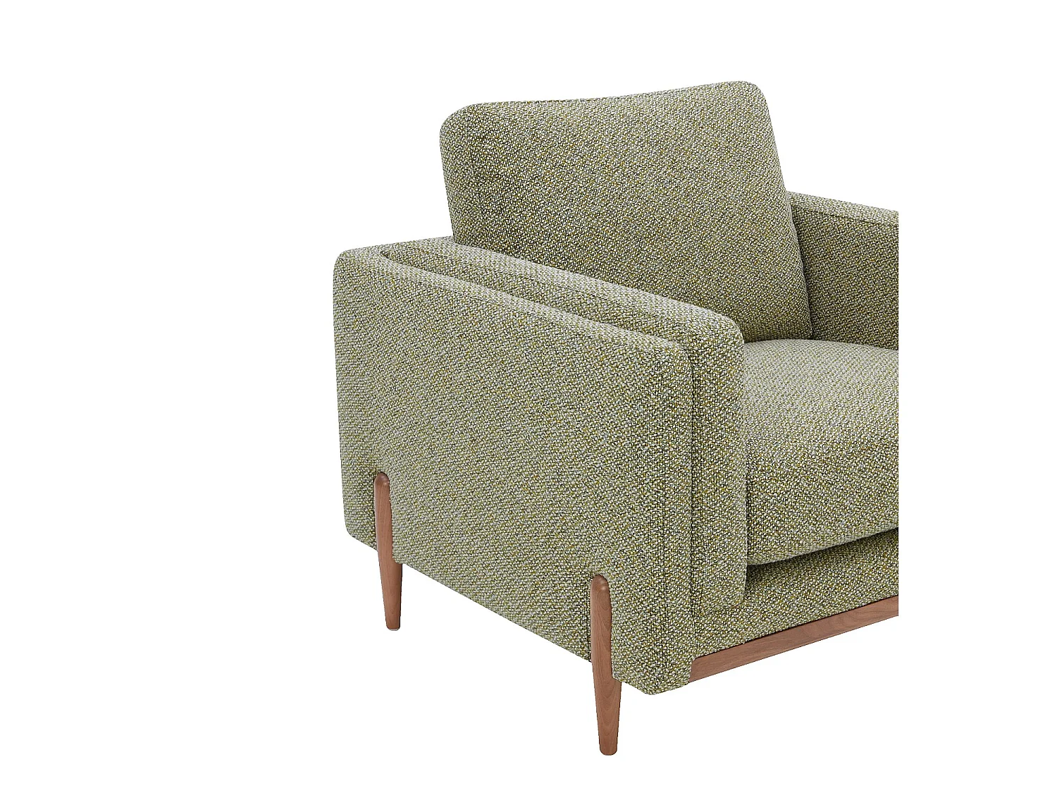 Habitat - Fauteuil en tissu texturé et bois - Vert lichen - Urbino