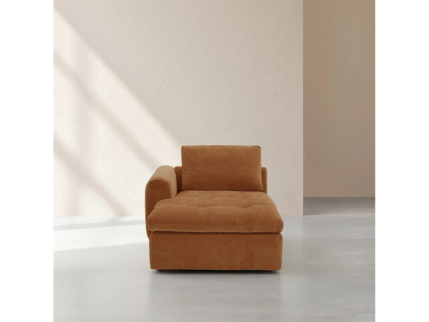 Habitat - Méridienne d'angle gauche en tissu - Marron noisette - Ameria