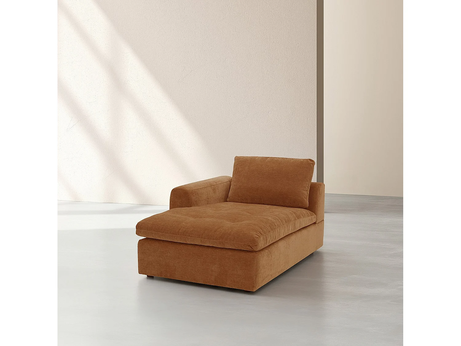 Habitat - Méridienne d'angle gauche en tissu - Marron noisette - Ameria