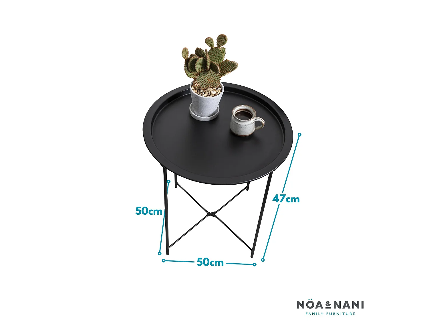 Noa & Nani Solid Black Metal Side Table
