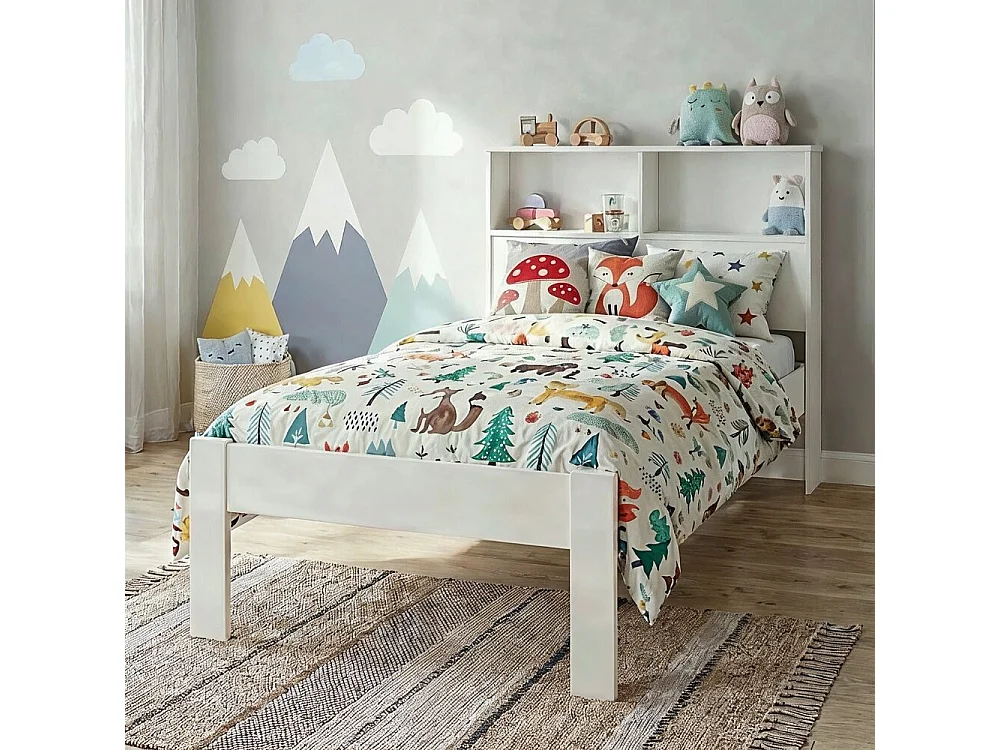 Noa & Nani Joni Single Bed with Built in Storage in Classic White