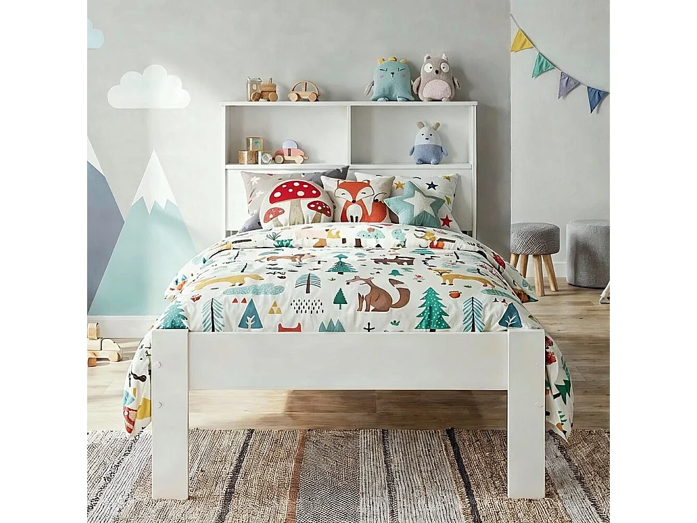 Noa & Nani Joni Single Bed with Built in Storage in Classic White