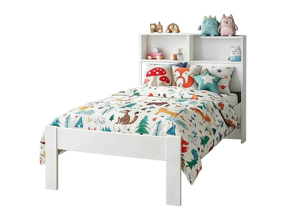Noa & Nani Joni Single Bed with Built in Storage in Classic White