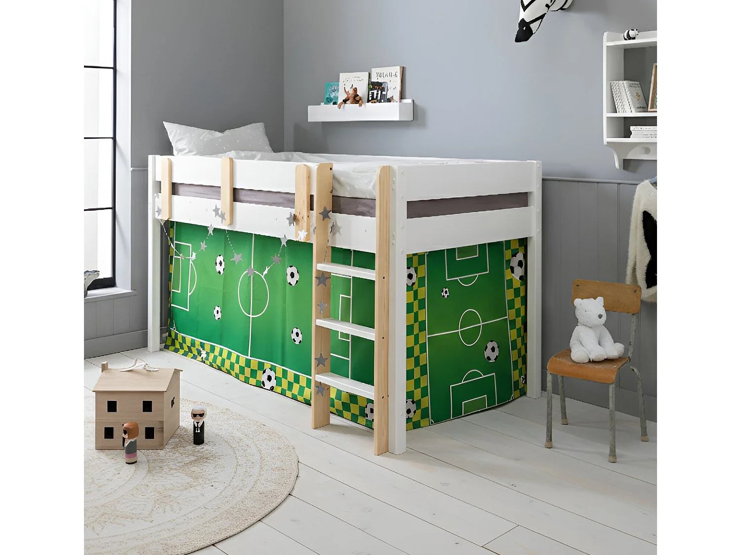 Noa & Nani Una Cabin Bed Midsleeper Kids Football Tent Loft