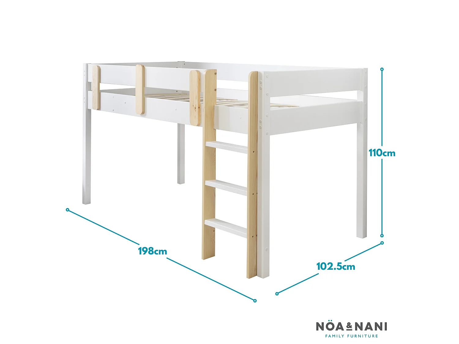 Noa & Nani Una Cabin Bed Midsleeper Kids Football Tent Loft