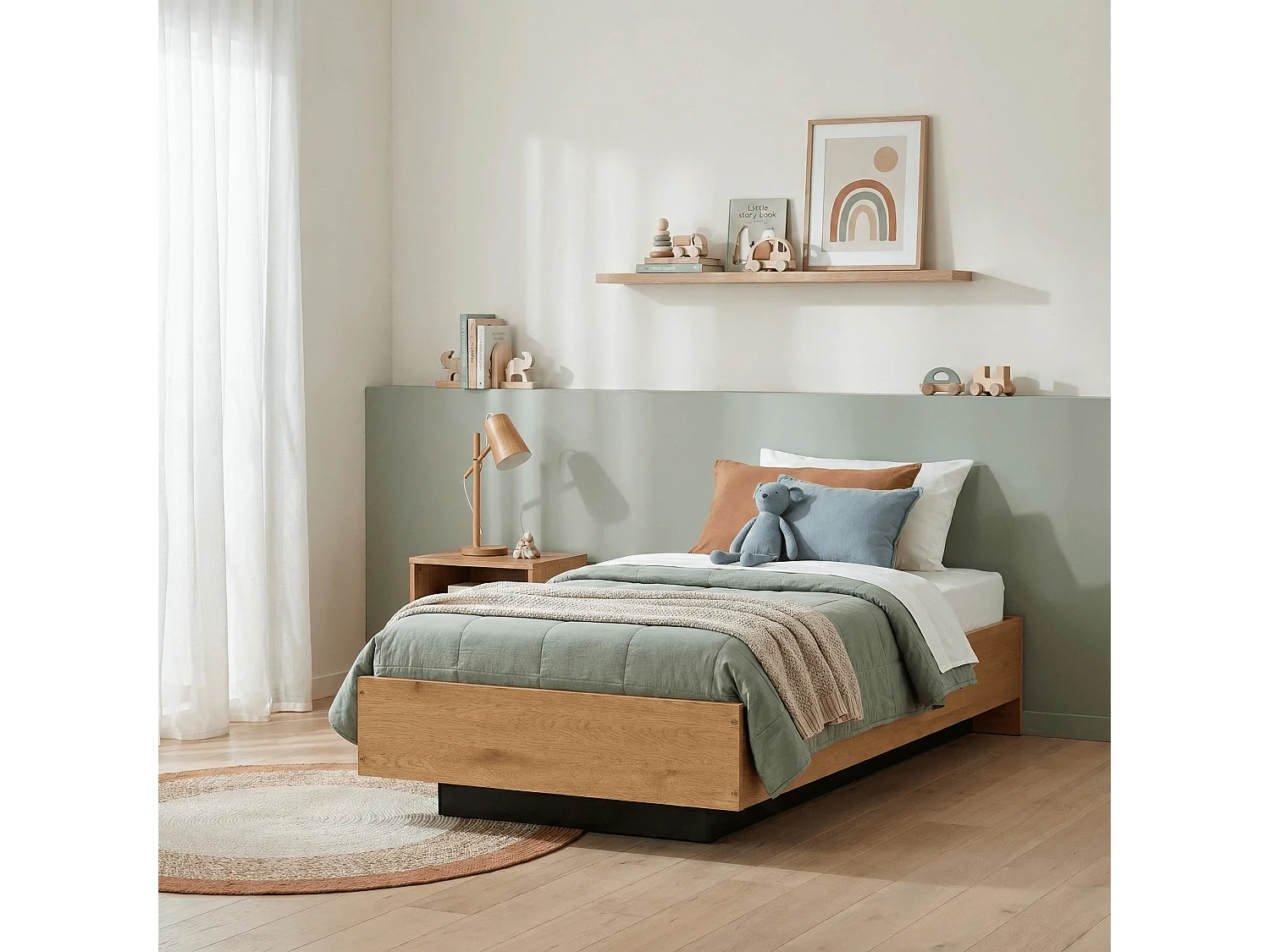 Noa & Nani Koping Single Gas Lift Ottoman Bed with Storage in Natural Pine