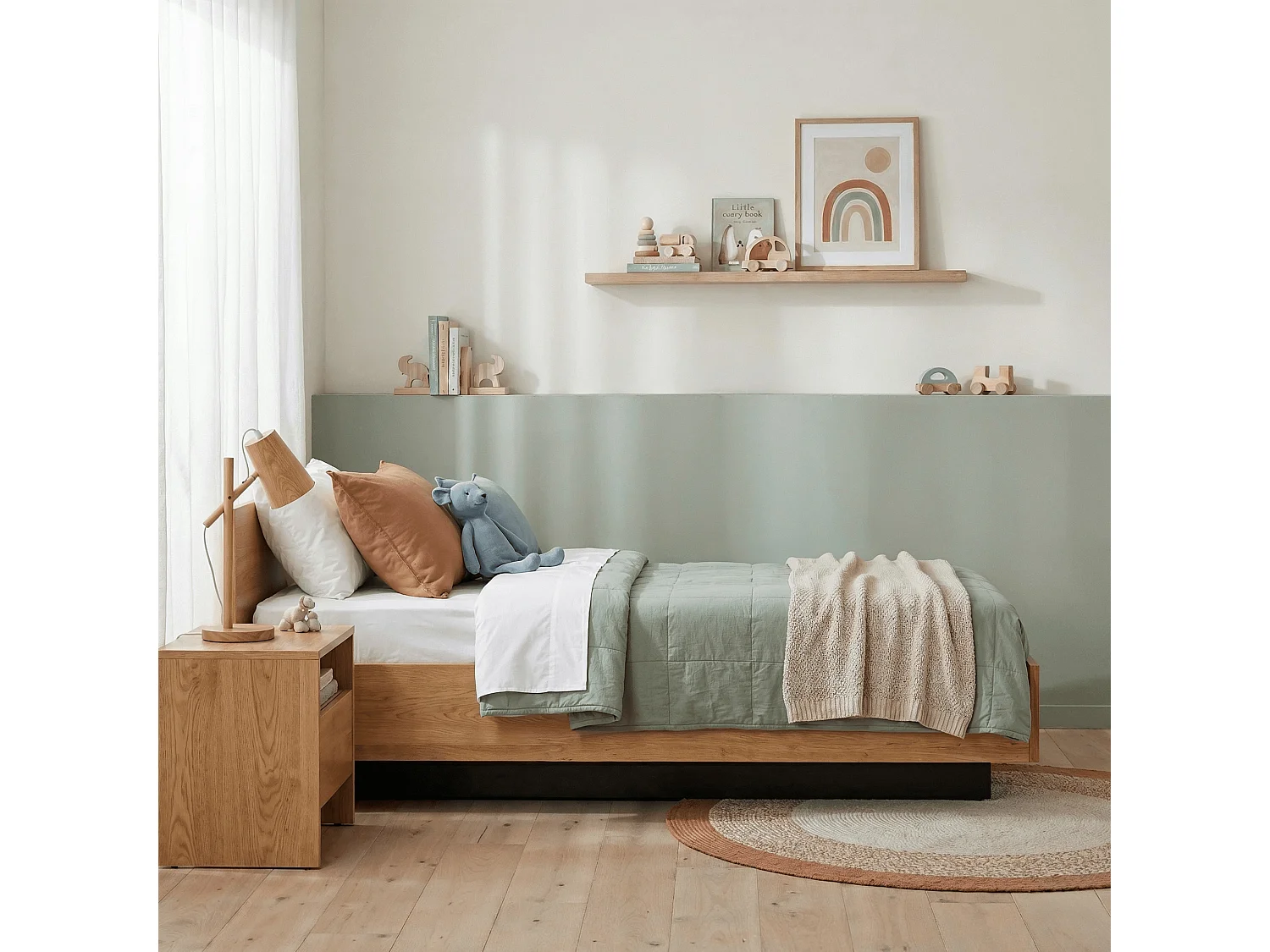 Noa & Nani Koping Single Gas Lift Ottoman Bed with Storage in Natural Pine