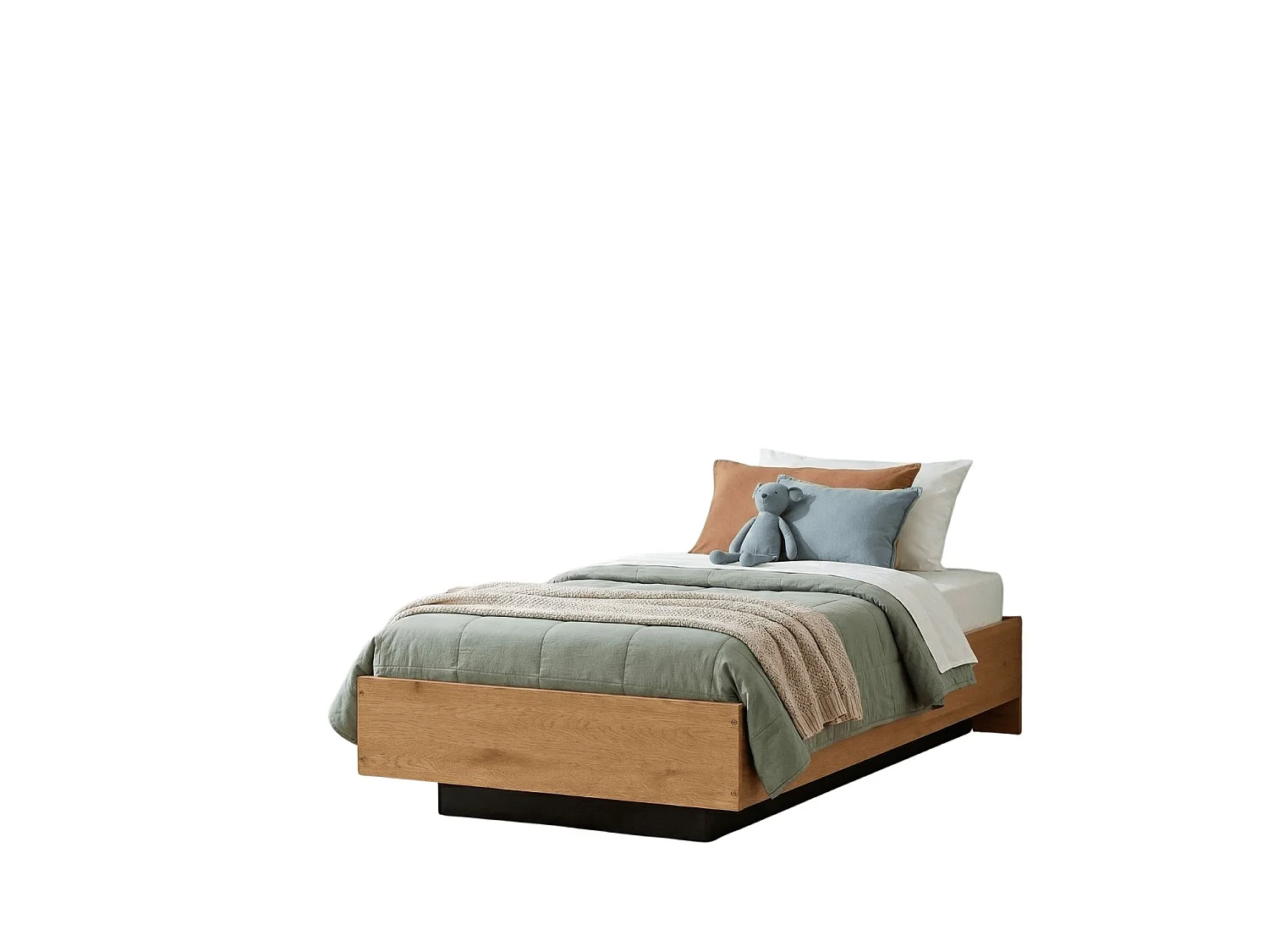 Noa & Nani Koping Single Gas Lift Ottoman Bed with Storage in Natural Pine