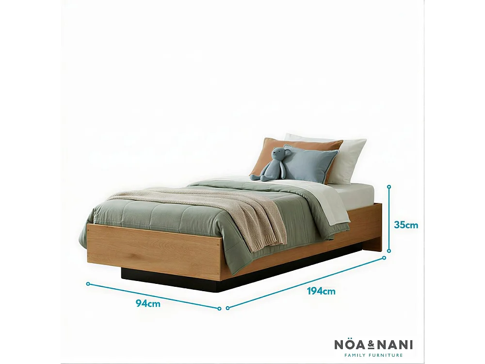 Noa & Nani Koping Single Gas Lift Ottoman Bed with Storage in Natural Pine
