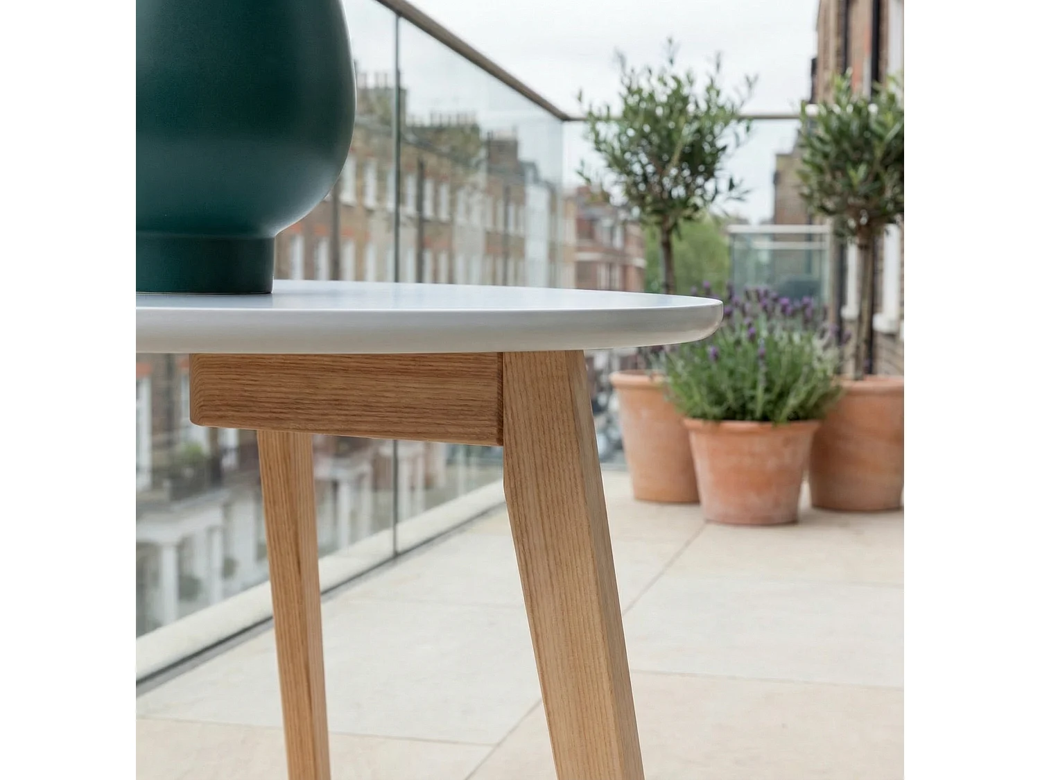 Malme Extra Large Outdoor Side Table for Balcony & Patio in Chalk Grey