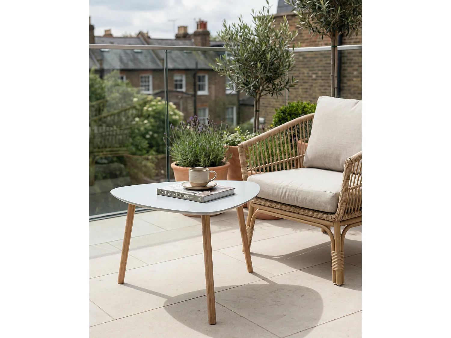Malme Extra Large Outdoor Side Table for Balcony & Patio in Chalk Grey