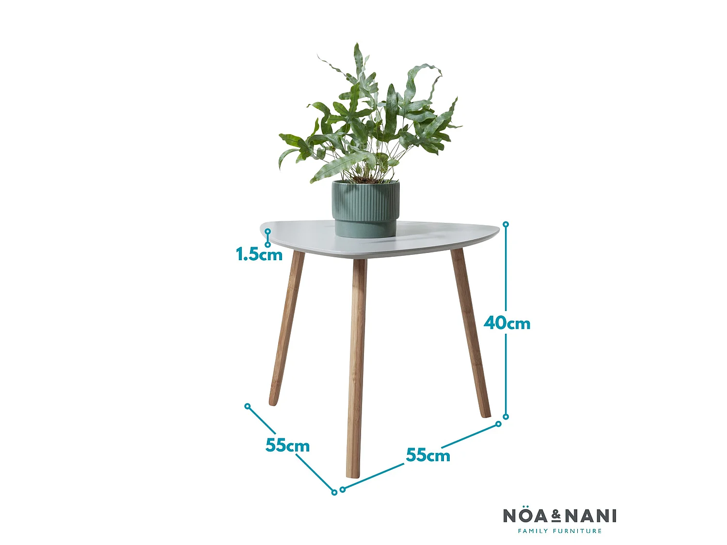 Malme Large Outdoor Side Table for Balcony & Patio in Chalk Grey