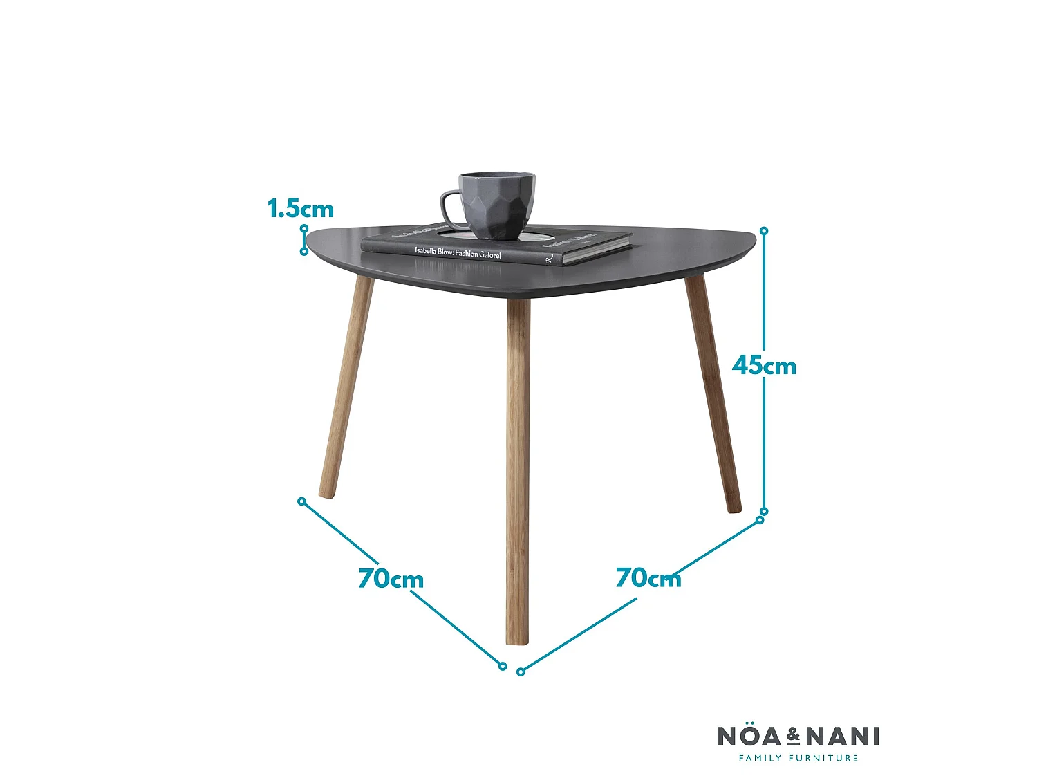 Malme Extra Large Outdoor Side Table for Balcony & Patio in Storm Grey