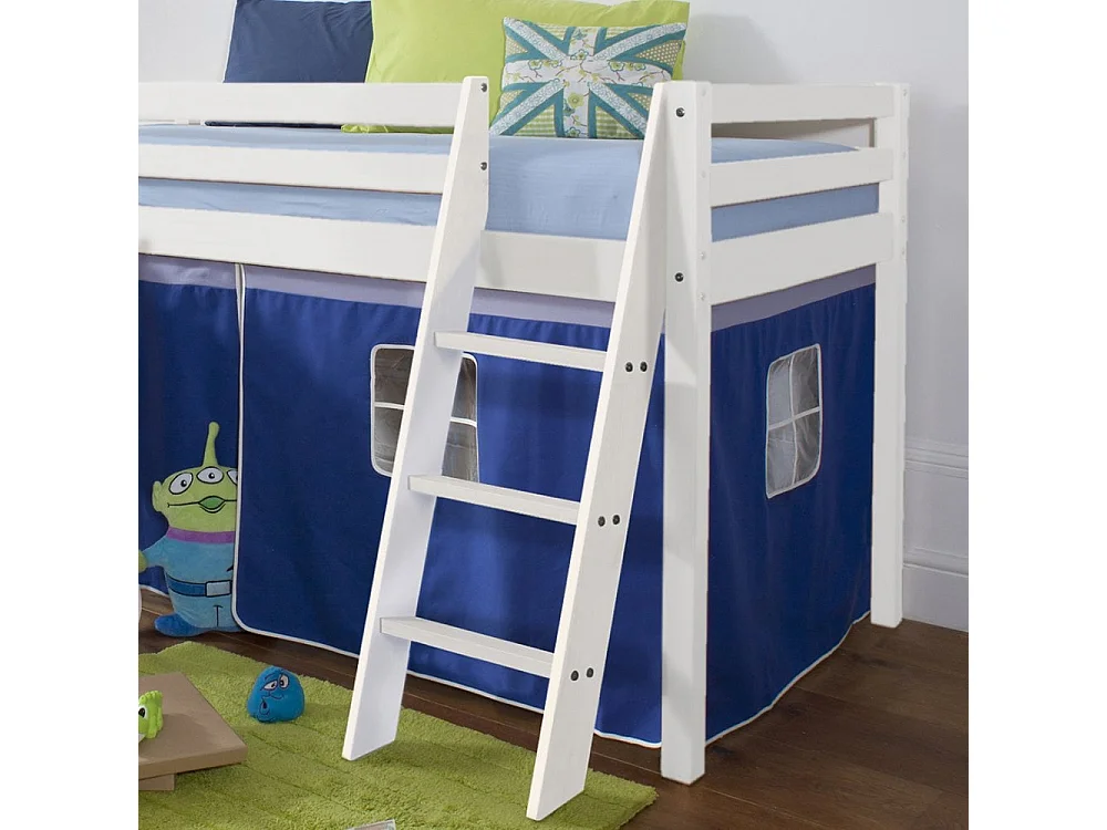Noa & Nani Moro Cabin Bed Midsleeper with Pullout Desk & Brilliant Blue Tent in White