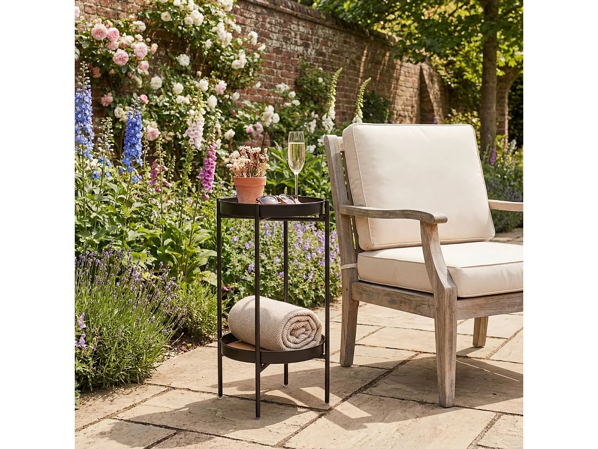 Noa & Nani Flora Outdoor Side Table Garden Patio Table for Balcony & Deck in Black