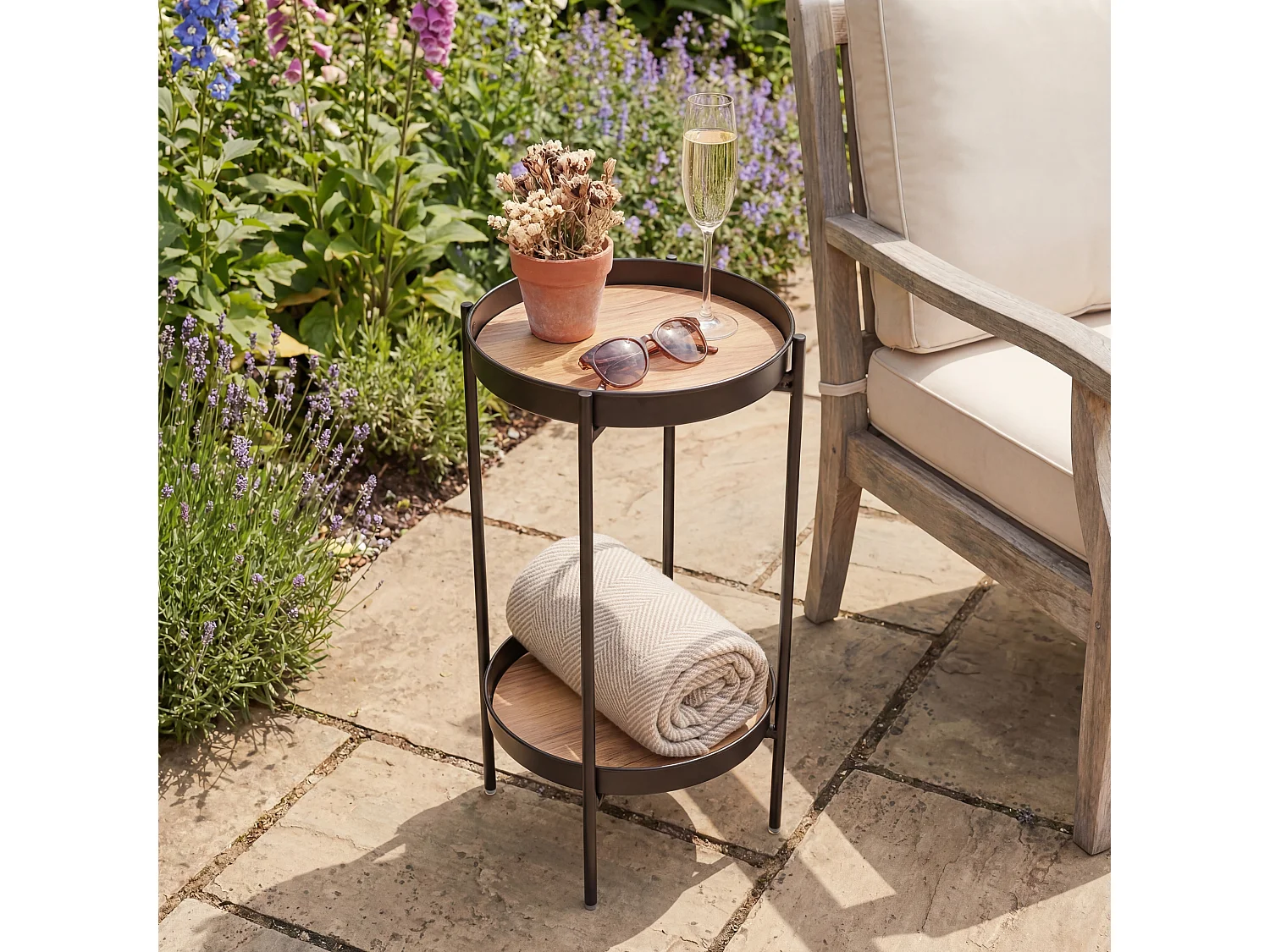 Noa & Nani Flora Outdoor Side Table Garden Patio Table for Balcony & Deck in Black