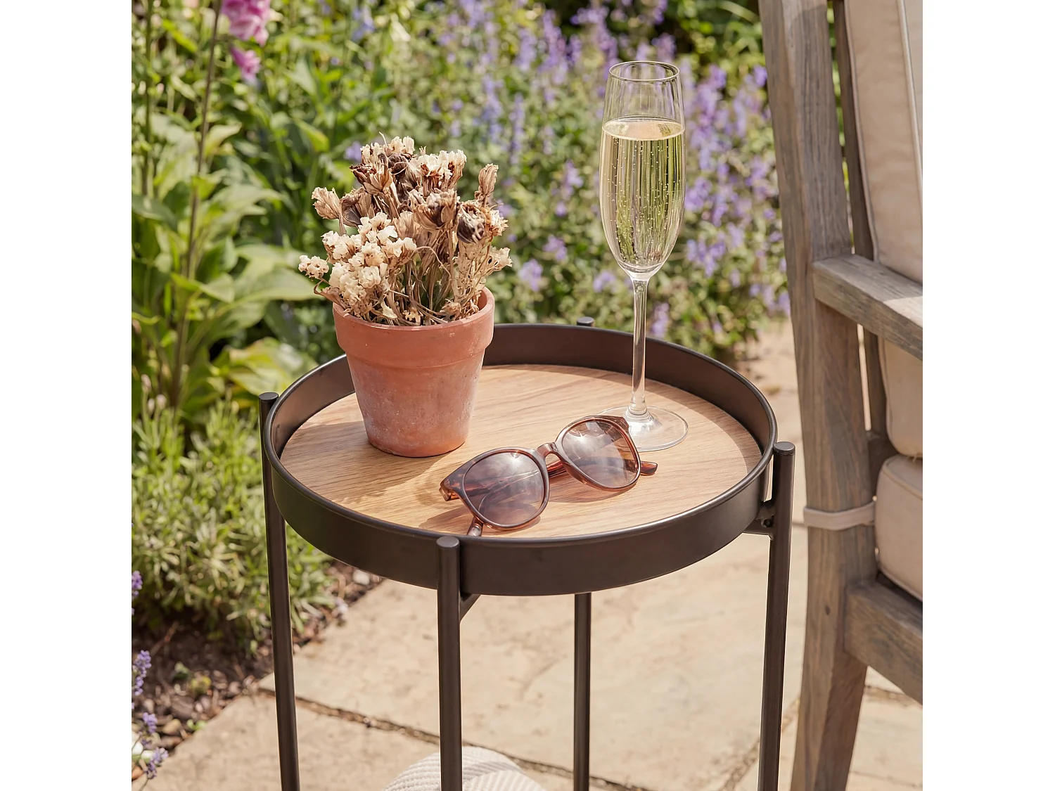 Noa & Nani Flora Outdoor Side Table Garden Patio Table for Balcony & Deck in Black