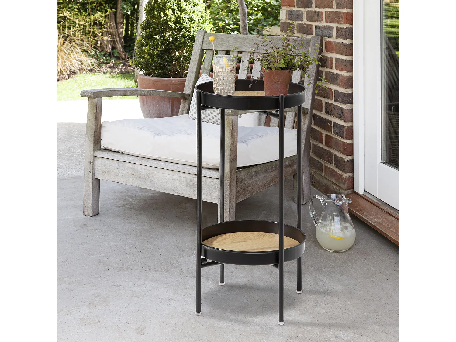 Noa & Nani Flora Outdoor Side Table Garden Patio Table for Balcony & Deck in Black