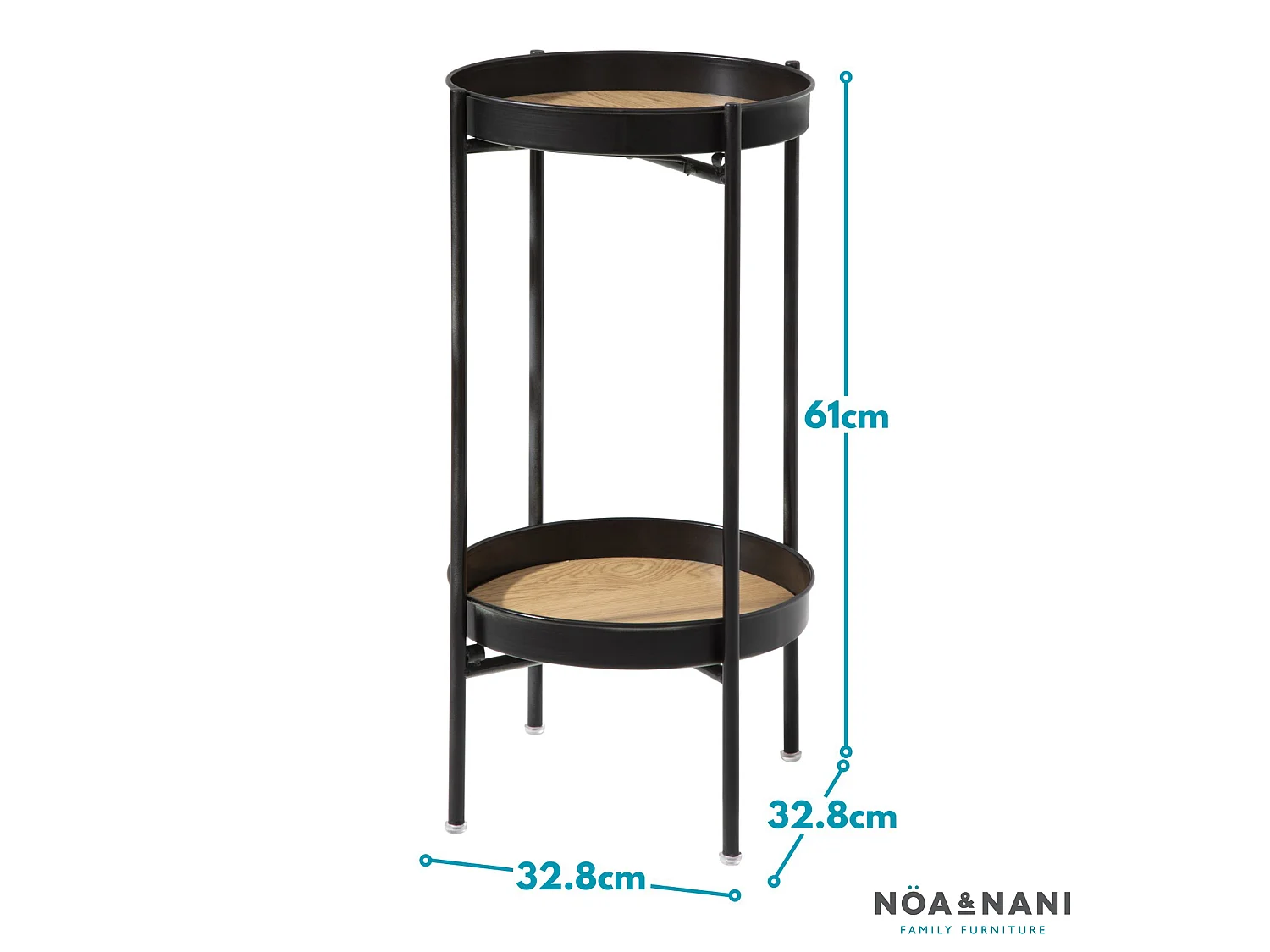 Noa & Nani Flora Outdoor Side Table Garden Patio Table for Balcony & Deck in Black