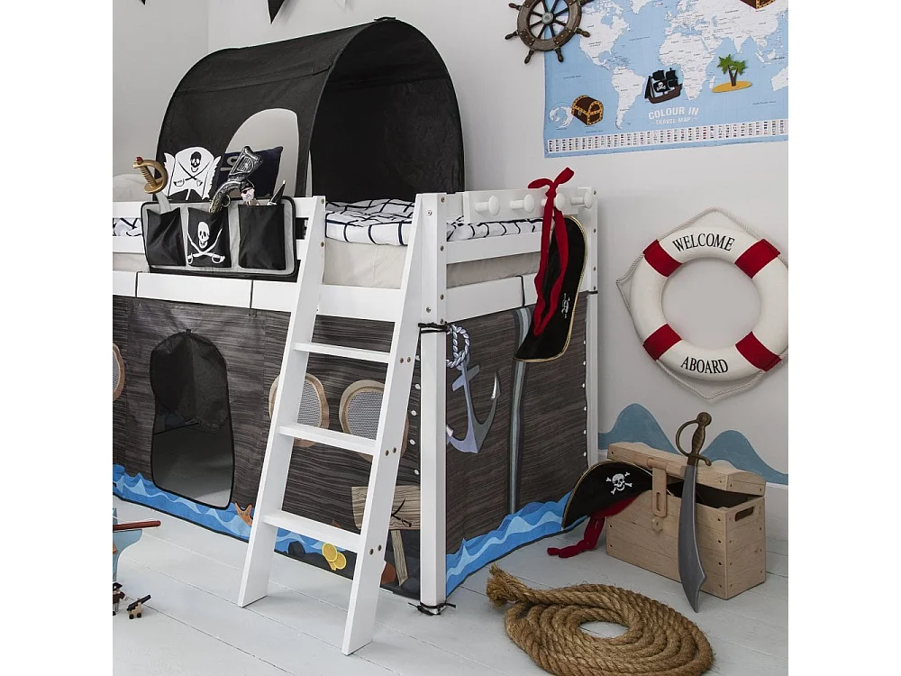 Noa & Nani Moro Cabin Bed Midsleeper with Pirate Hideaway Package in White
