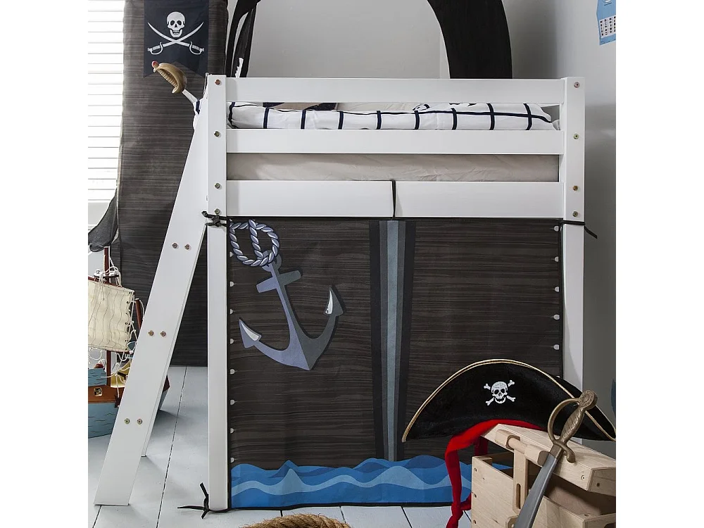 Noa & Nani Moro Cabin Bed Midsleeper with Pirate Hideaway Package in White