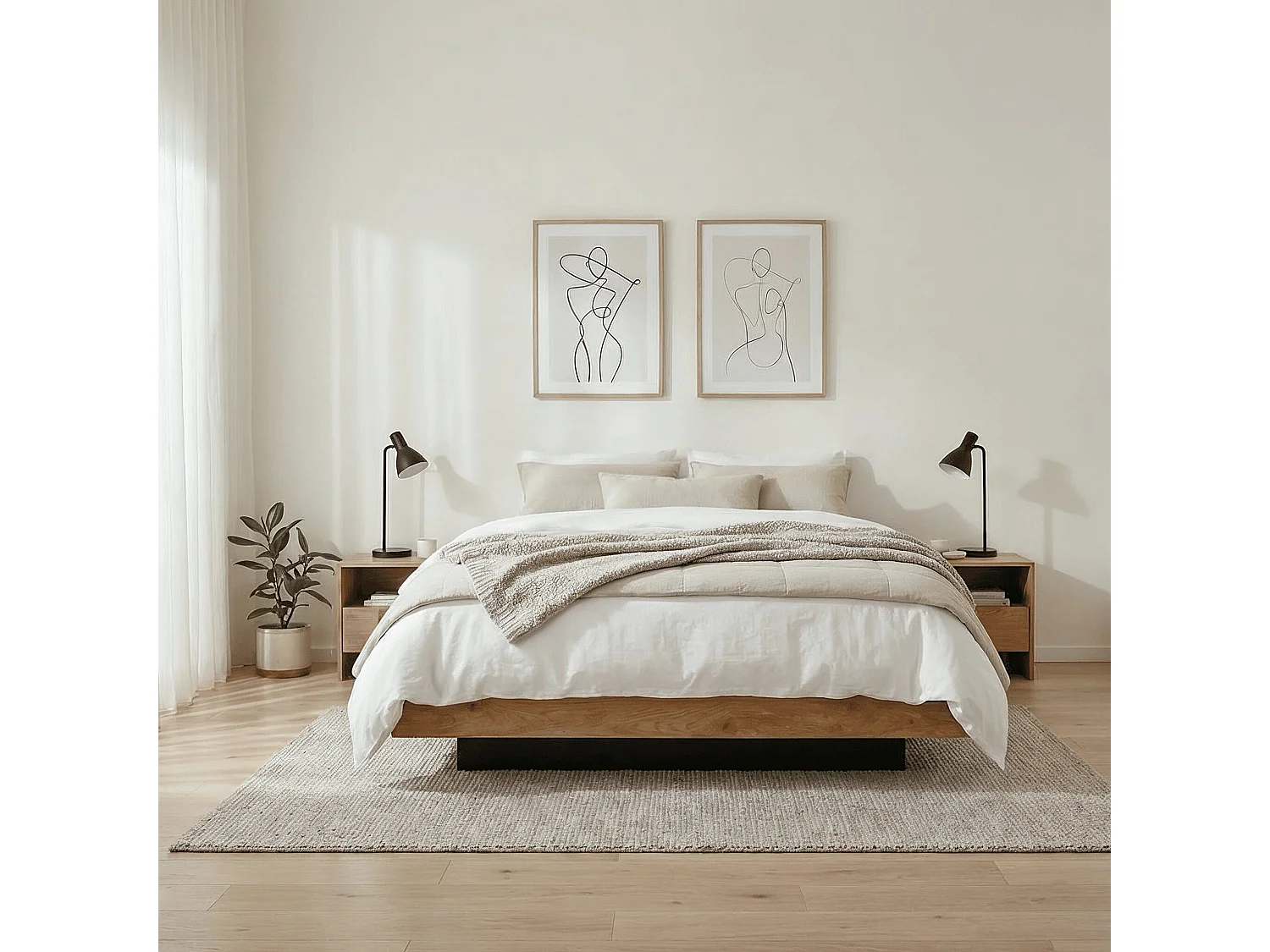 Noa & Nani Koping Double Gas Lift Ottoman Bed with Storage in Natural Pine