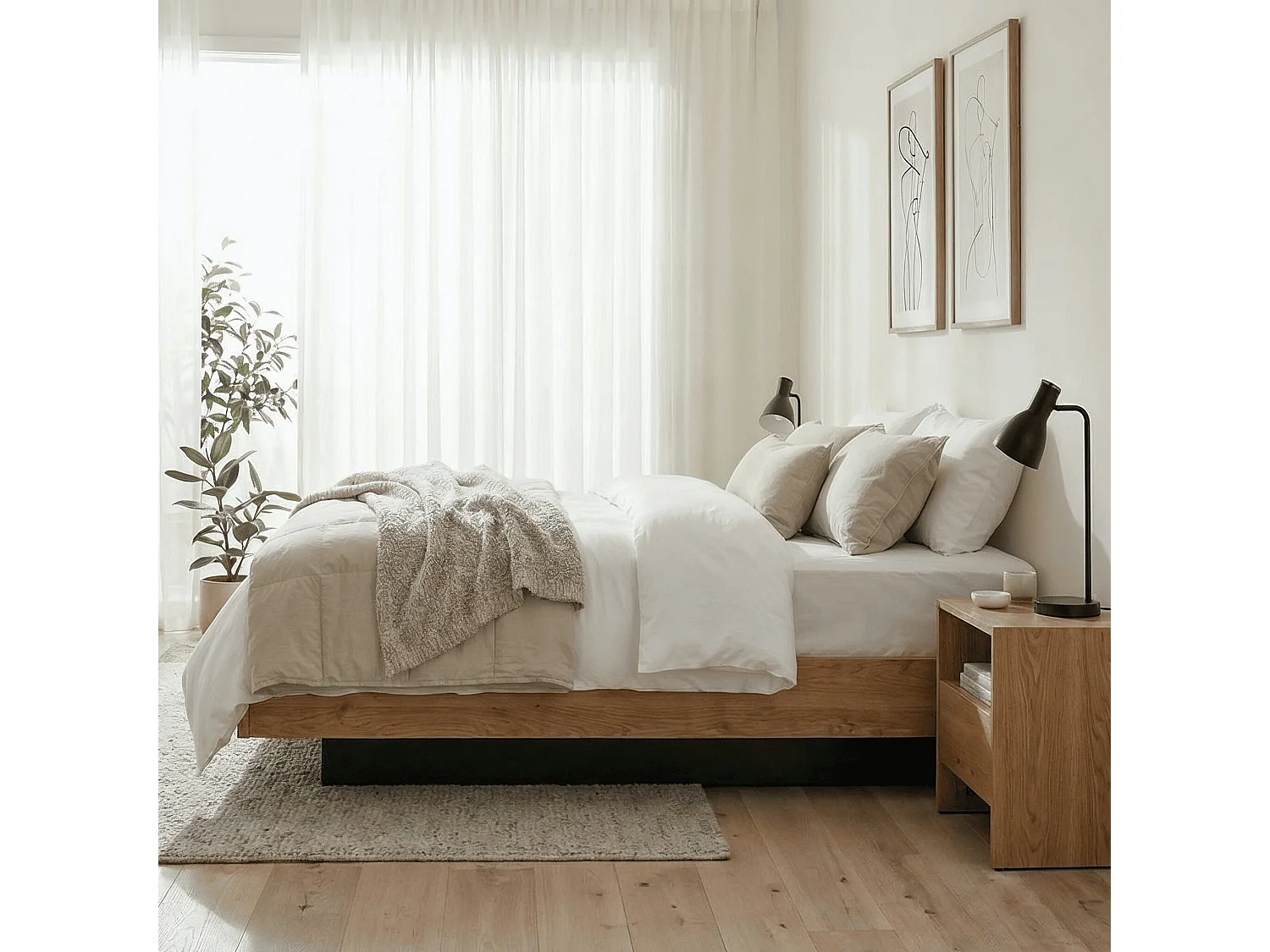 Noa & Nani Koping Double Gas Lift Ottoman Bed with Storage in Natural Pine