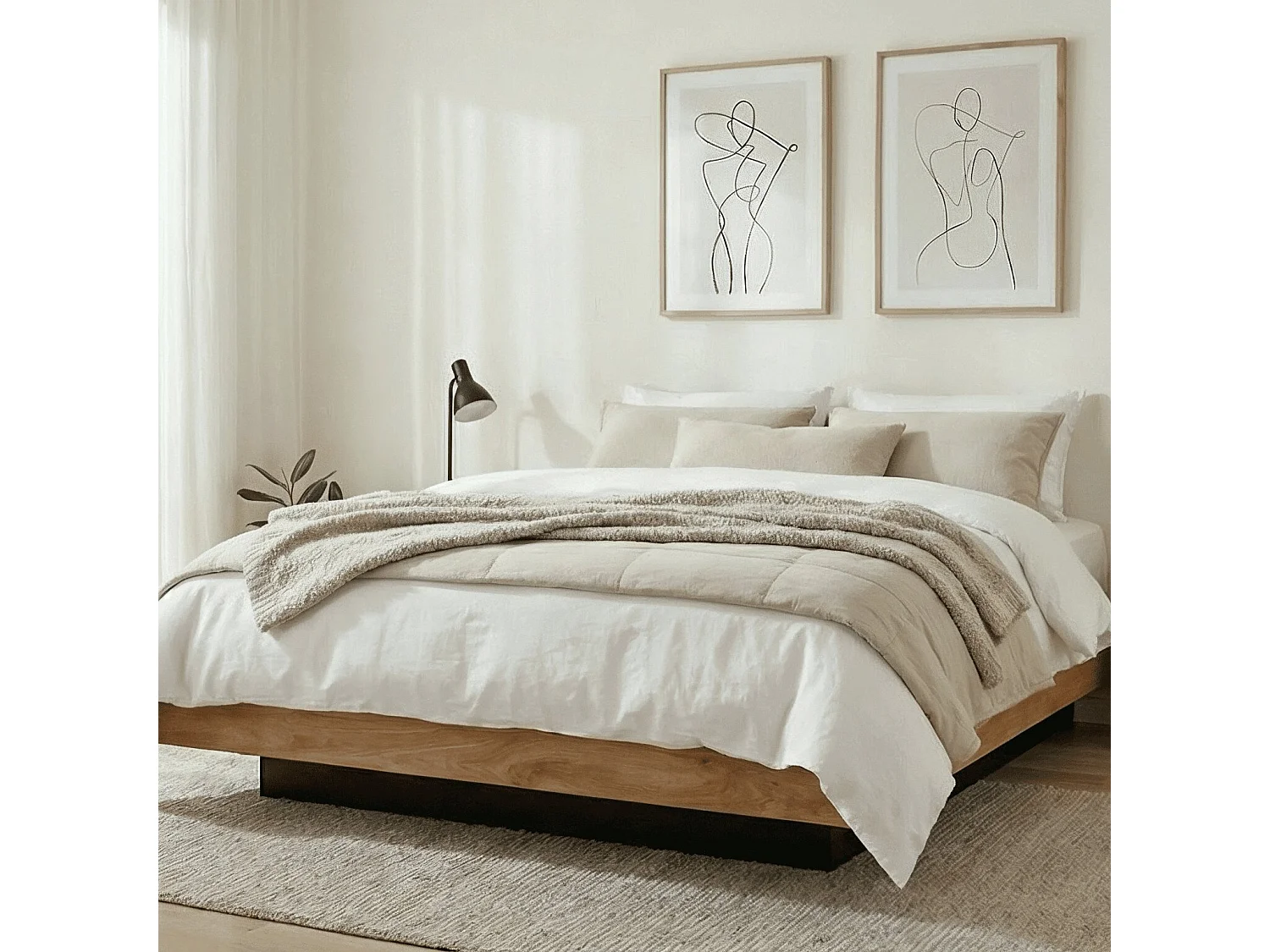 Noa & Nani Koping Double Gas Lift Ottoman Bed with Storage in Natural Pine