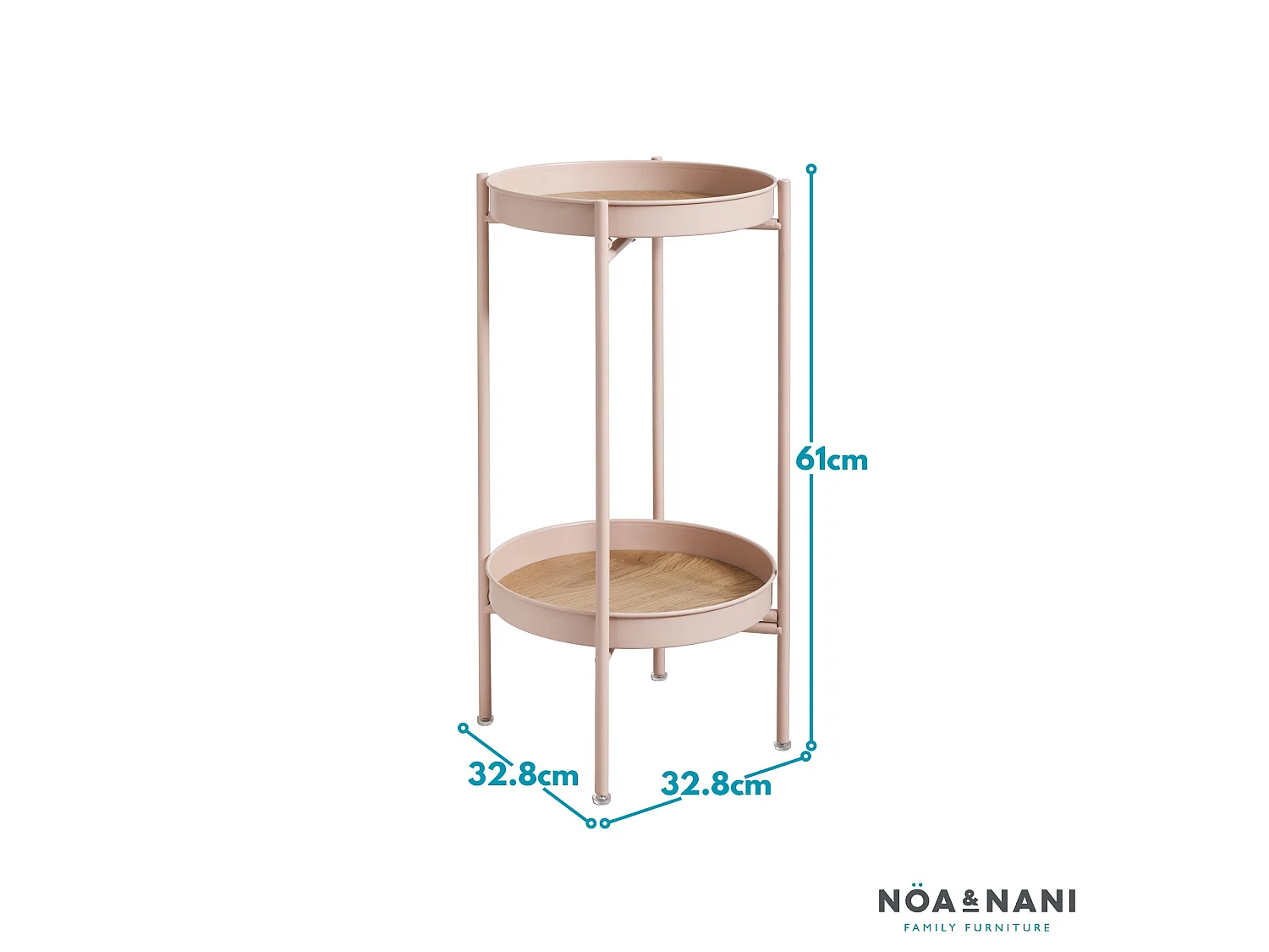 Noa & Nani Flora Round Small Metal Outdoor Side Table Garden End Patio Table for Balcony & Deck in Pink