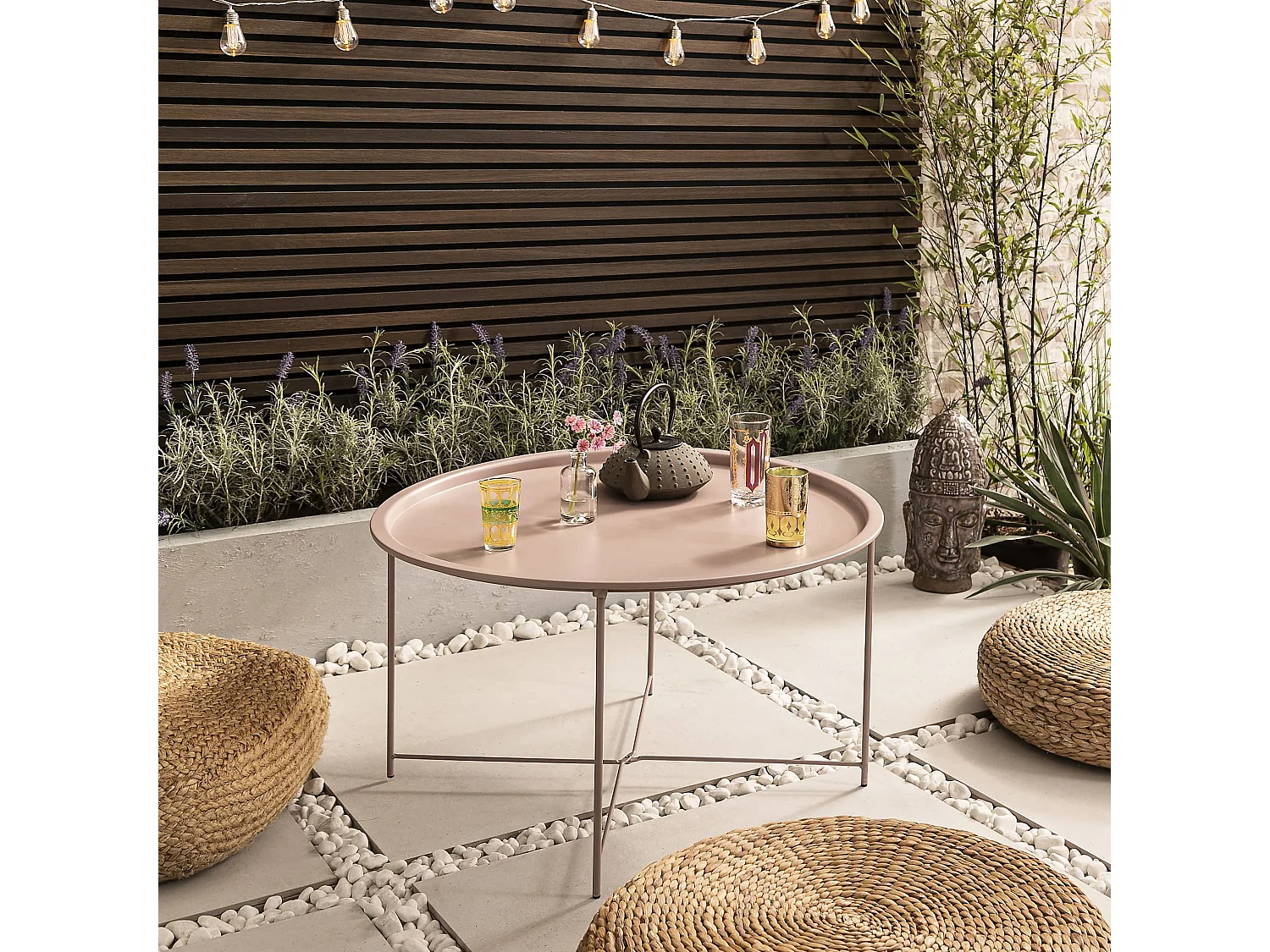 Noa & Nani Bjarni Garden Patio Occasional Table in Blush Pink