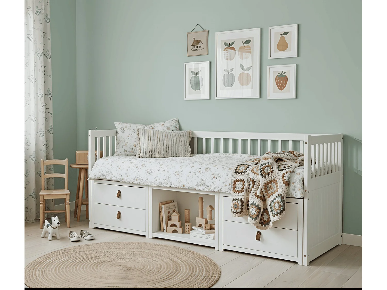 Noa & Nani Lottie Day Bed with Underbed Storage Drawers in White