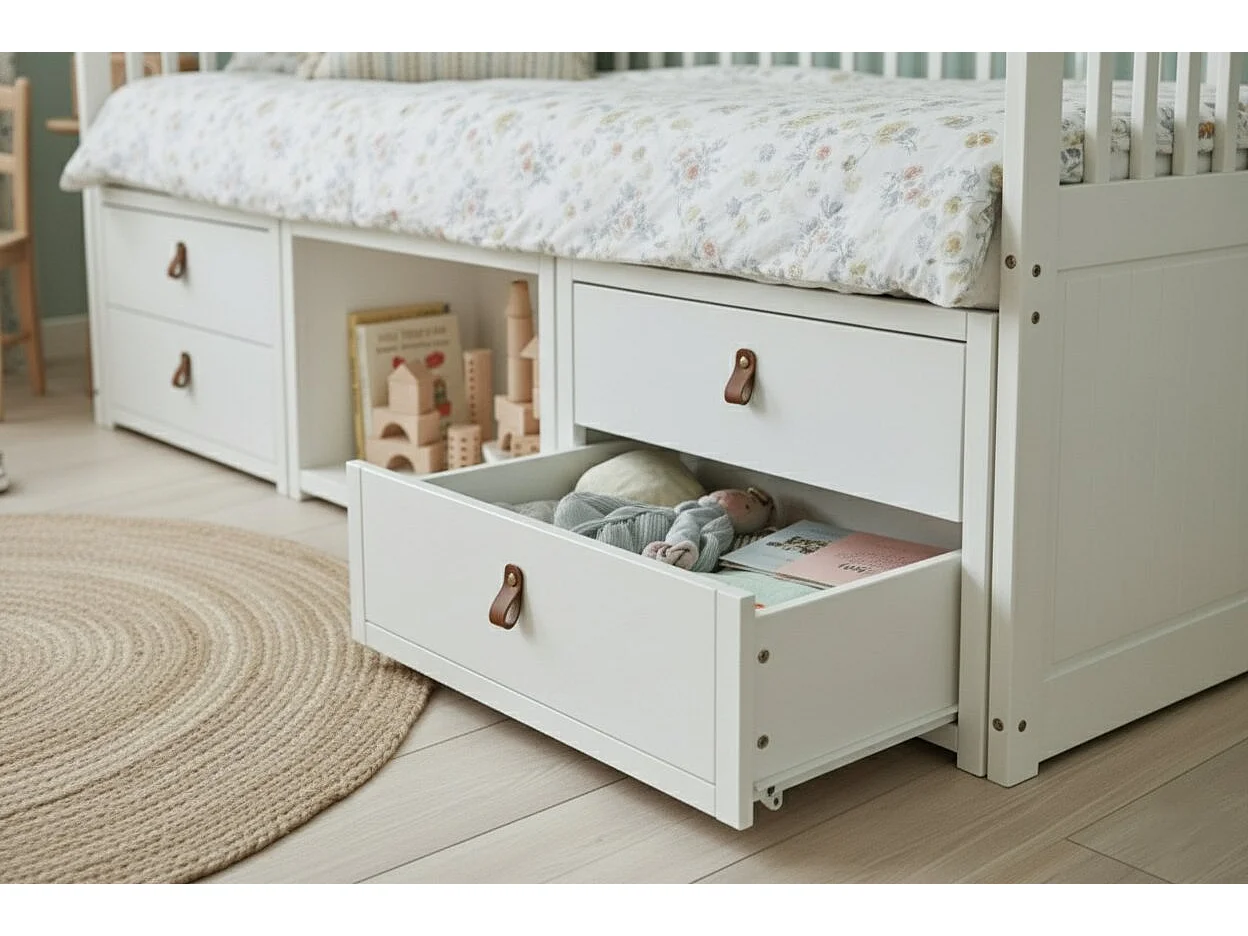 Noa & Nani Lottie Day Bed with Underbed Storage Drawers in White