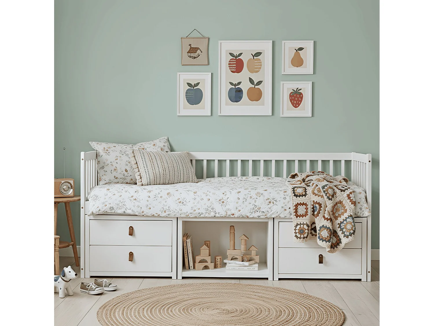 Noa & Nani Lottie Day Bed with Underbed Storage Drawers in White