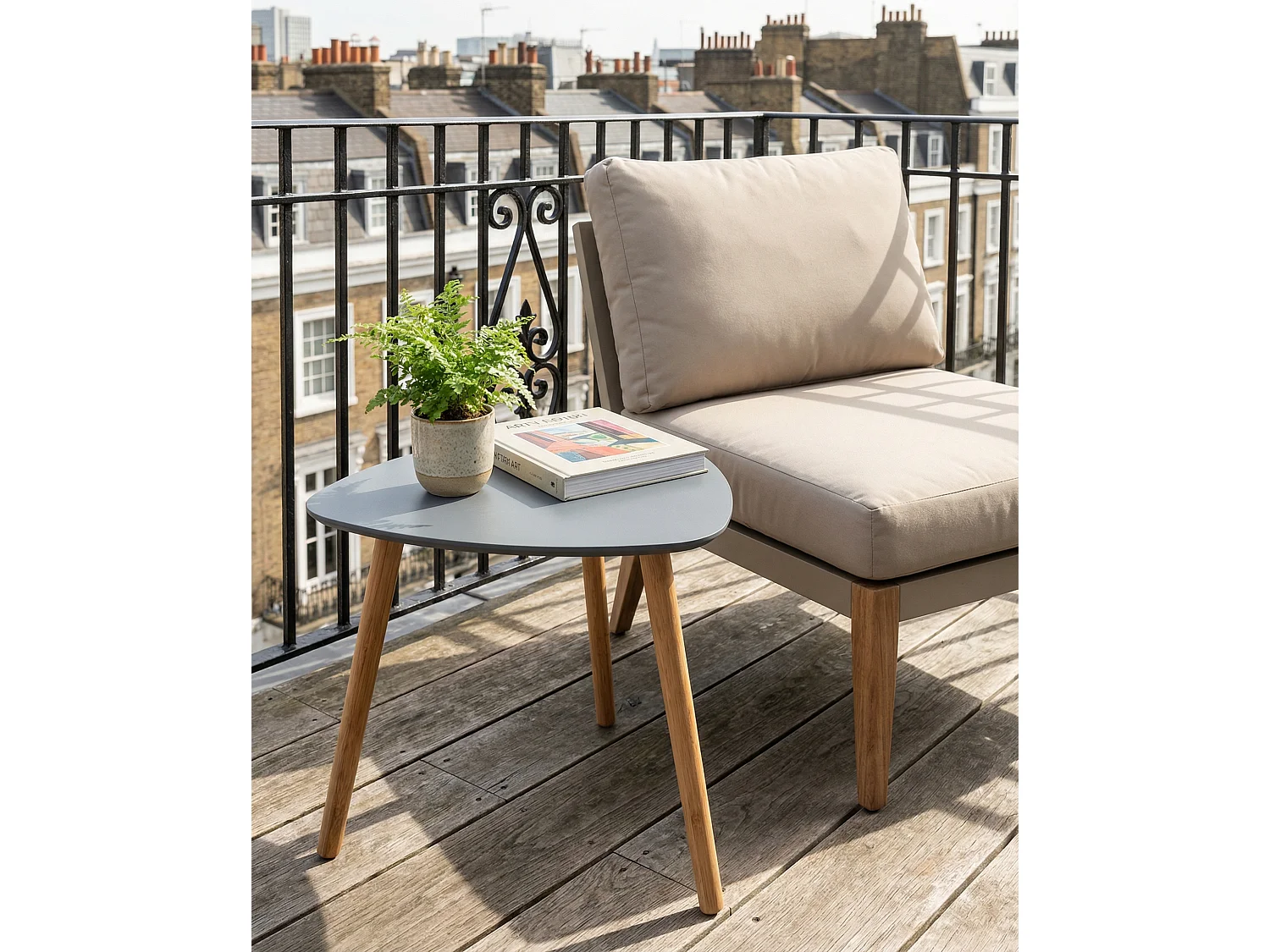 Malme Large Outdoor Side Table for Balcony & Patio in Storm Grey