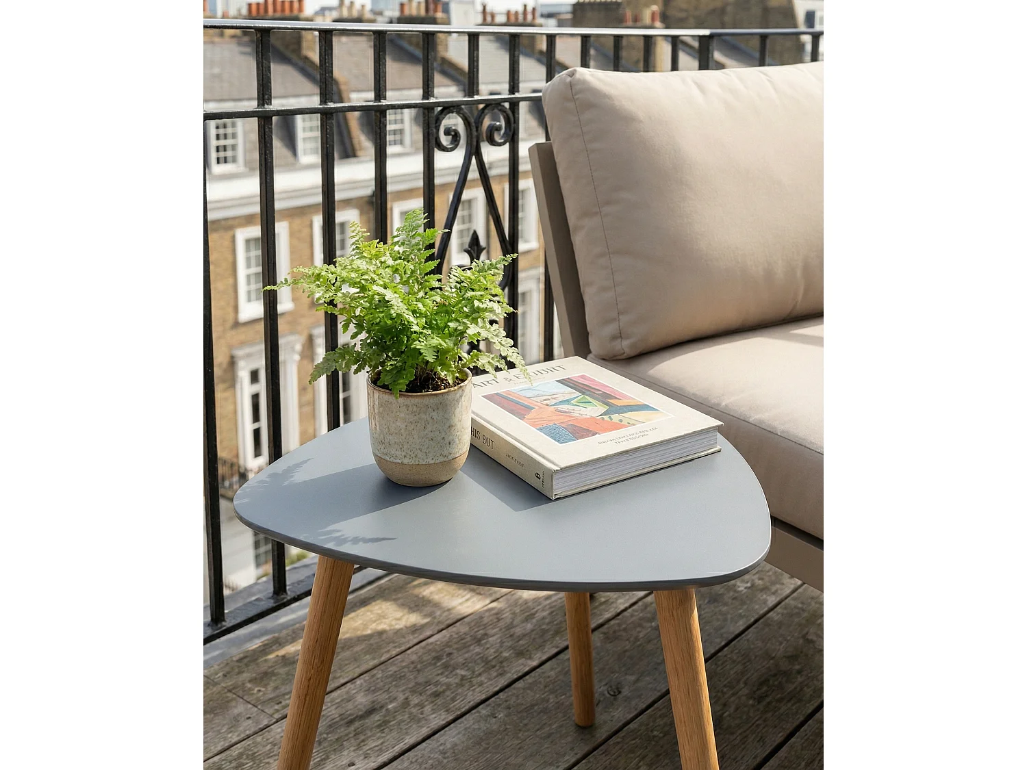 Malme Large Outdoor Side Table for Balcony & Patio in Storm Grey