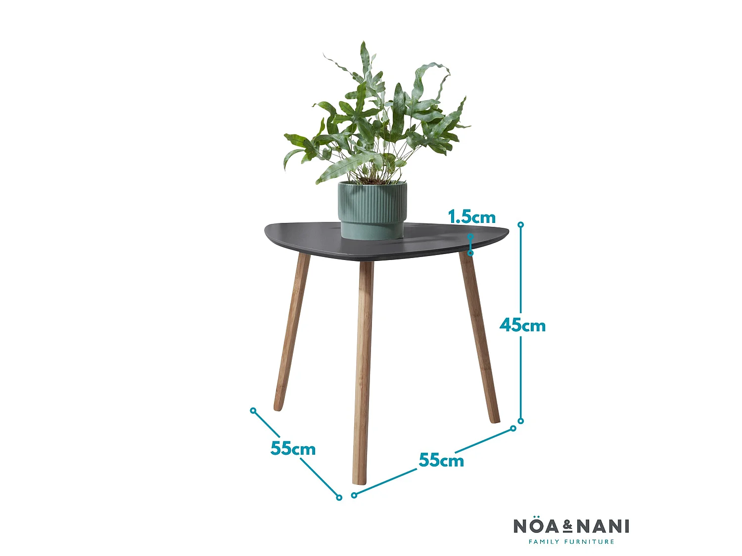 Malme Large Outdoor Side Table for Balcony & Patio in Storm Grey