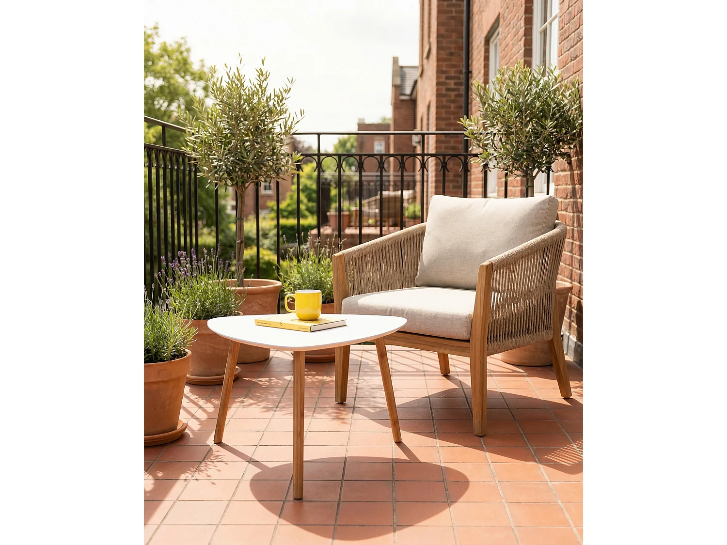 Malme Extra Large Outdoor Side Table for Balcony & Patio in White