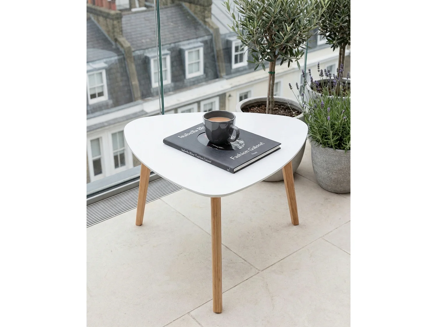 Malme Extra Large Outdoor Side Table for Balcony & Patio in White