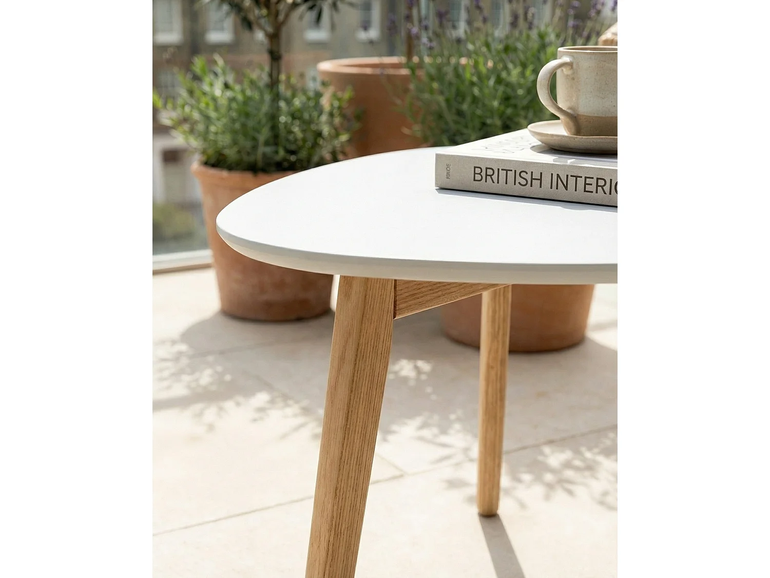 Malme Extra Large Outdoor Side Table for Balcony & Patio in White